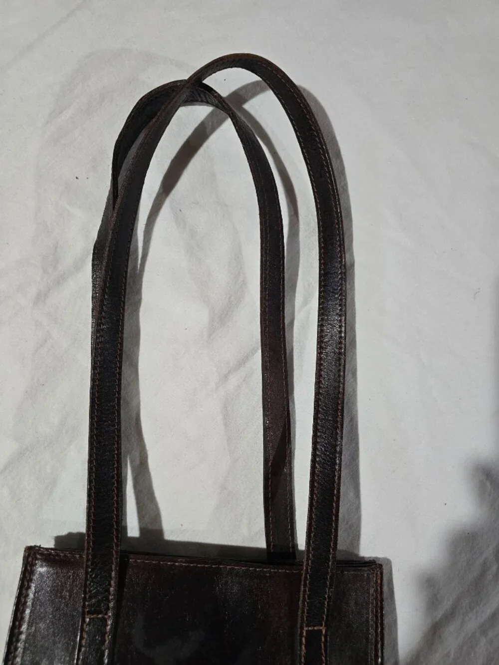 American West Brown Tooled Leather Shoulder Bag Vintage Buffalo Nickel Accent